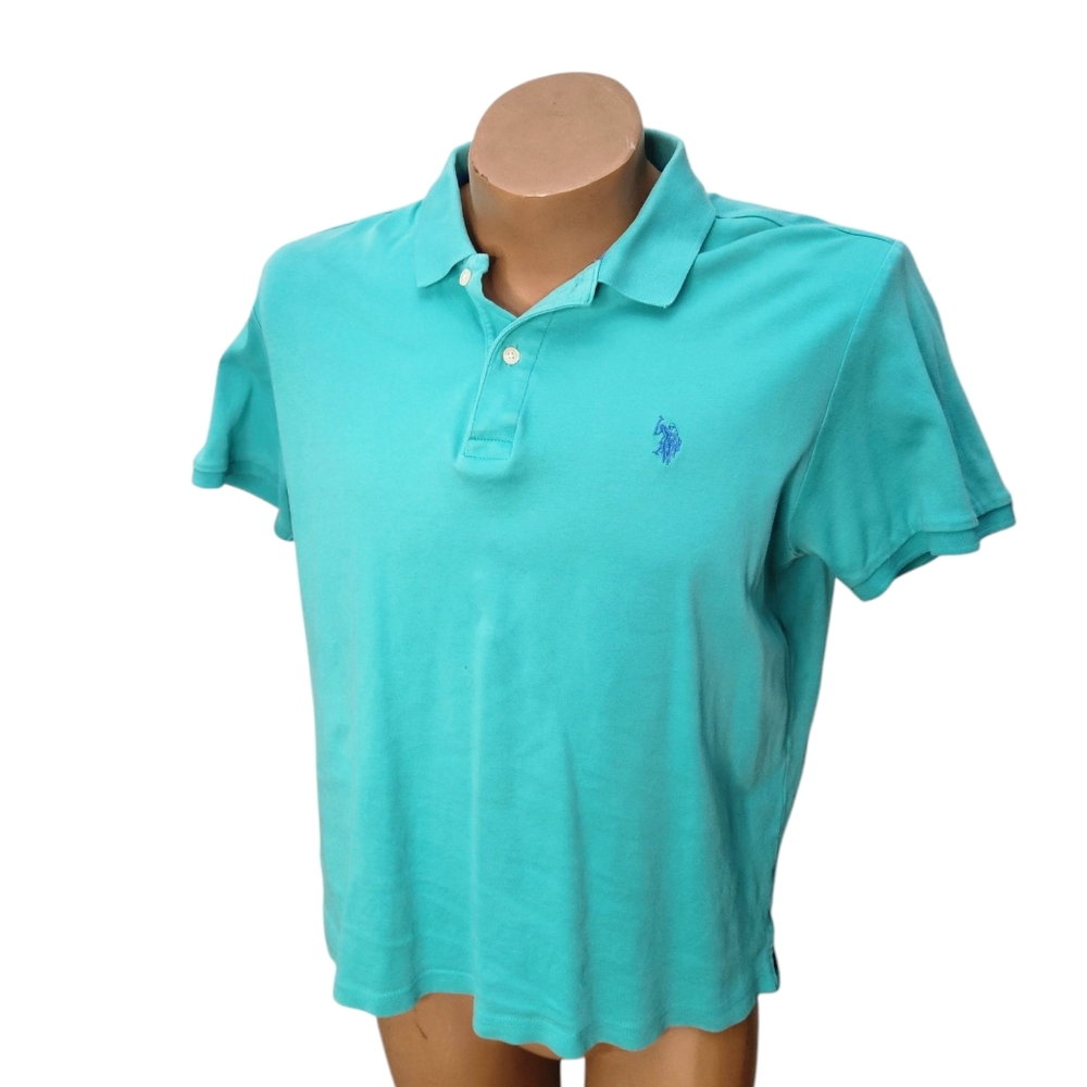 U.S. Polo Assn. Luxury Feel Men's Turquoise Polo Shirt Size‎ Large